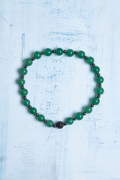 Deniz Doğal Taş Certified Aventurine and Hematite Natural Stone Bracelet