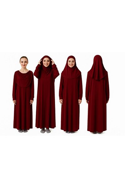 ZEHRANAZ NAMAZ ELBİSESİ Prayer Dress (Burgundy)