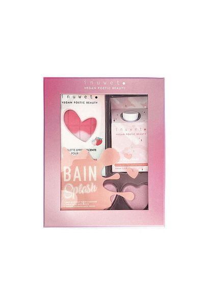 Inuwet Splash Bath gift set, bath foam, tablet and effervescent hearts, Strawberry, Inuwet 4 pcs