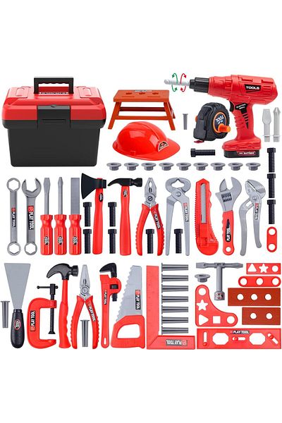 Lumely 68-Piece Toddler Tool Set with Tool Box,Pretend Play Electric Toy Drill,for Boys Girls Ages 3-6