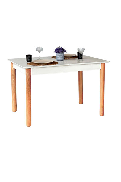 Woodenbend Arya Açılır Natural Ahşap Mutfak Masası 80x120 cm (Açılınca 80x150) Lake Kayın Ayaklı