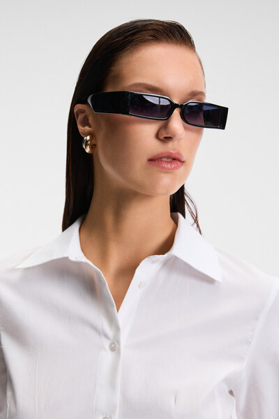 GRIMELANGE Papilus Women's Regular 100% Organic Cotton Slim Long Shirt Collar Long Sleeve White Shirt