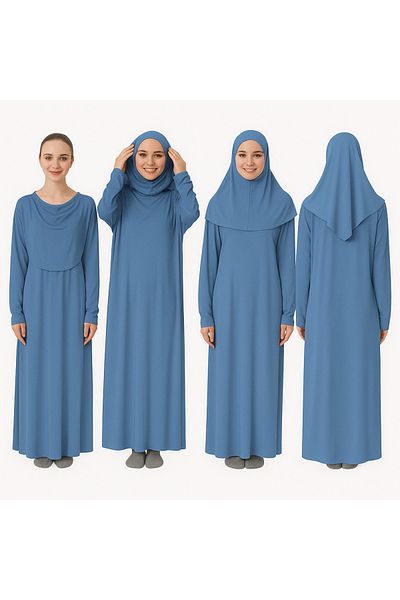 ZEHRANAZ NAMAZ ELBİSESİ Prayer Dress (Petrol Blue)