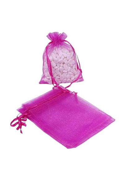 Party and Story Chiffon bag made of organza fabric, 12 pieces, fuchsia 9CM Ã—7CM