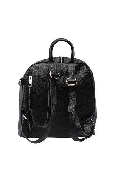 Toro Nero Rucsac negru pentru femei din piele naturală Zip and Glow
