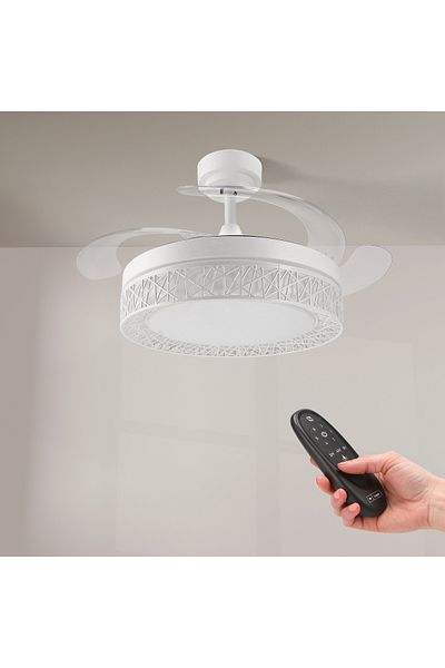 LEDBOX Ceiling fan with LED chandelier Aqua 66W, 6 speed settings, white