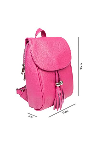 Toro Nero Women's backpack made of fuchsia genuine leather Cris