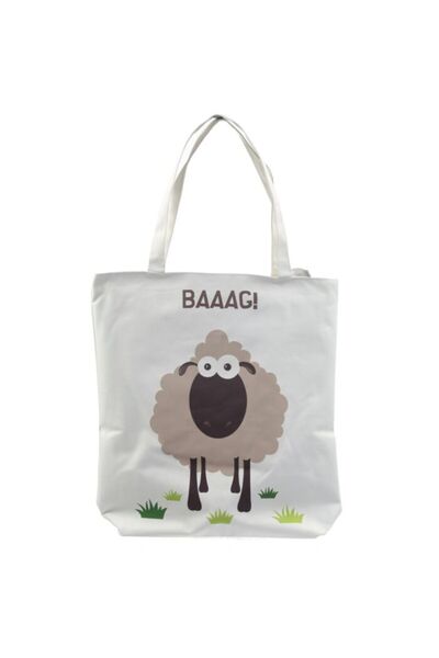 Puckator Tote Bag with Zipper, Funny Message, BAAAG, 39 x 37, White