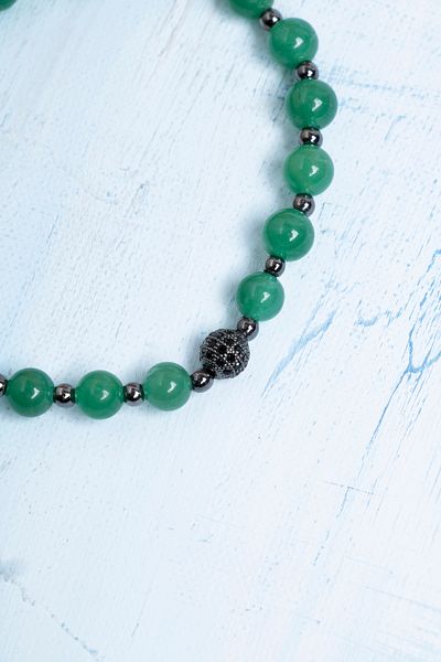 Deniz Doğal Taş Certified Aventurine and Hematite Natural Stone Bracelet