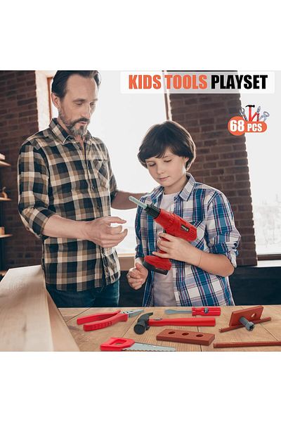 Lumely 68-Piece Toddler Tool Set with Tool Box,Pretend Play Electric Toy Drill,for Boys Girls Ages 3-6