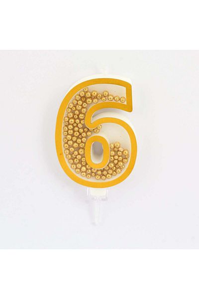 Party and Story Gold Birthday Candle Number 6