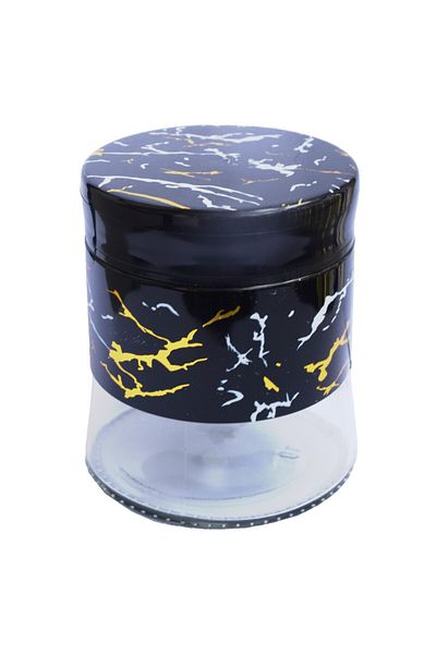 PUFO Fancy glass container for sugar, coffee, tea or spices, with airtight lid, 400 ml, black