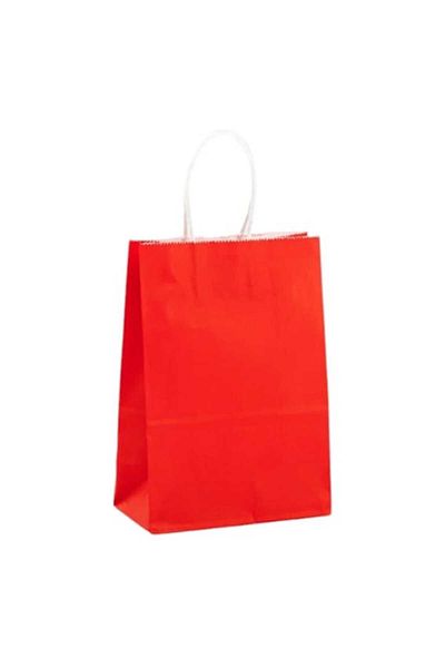 Party and Story Red kraft paper gift bags, 12 pieces