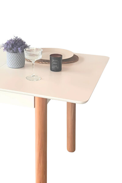 Woodenbend Arya Açılır Natural Ahşap Mutfak Masası 80x120 cm (Açılınca 80x150) Lake Kayın Ayaklı