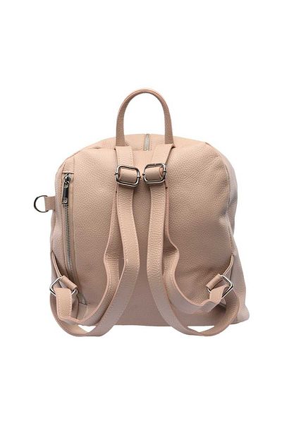 Toro Nero Rucsac de damă din piele naturală roz pal Zip and Glow