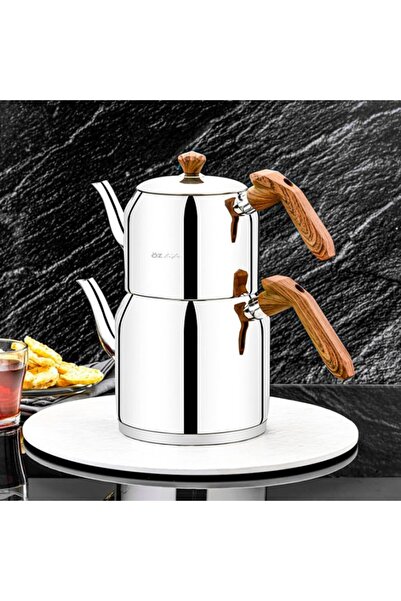 ÖZLİFE Gala 4 Parça Çaydanlık Orta Boy Ahşap