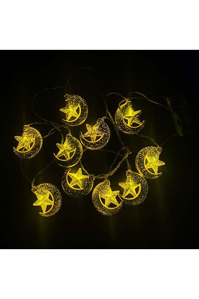 Party and Story Luminous Ramadan decorations, lantern shape, 2 meters, 10 pieces yellow