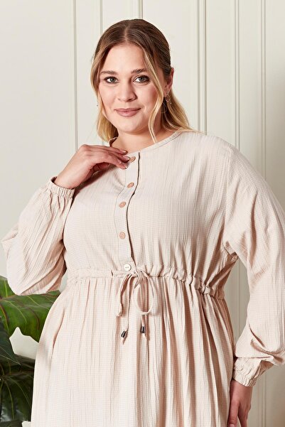 Ferace Γυναικείο υφασμάτινο φόρεμα Seersucker Plus Size