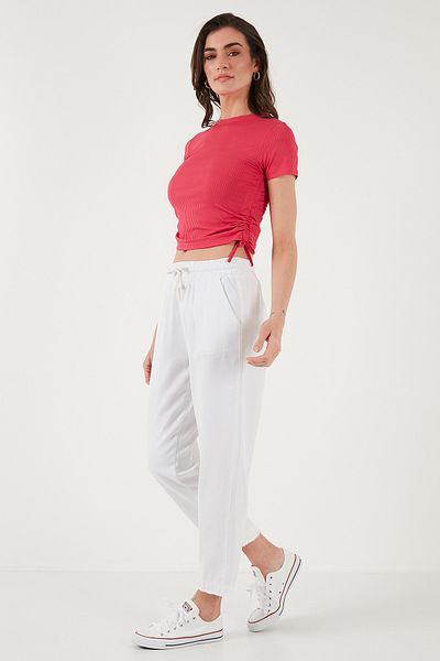 Lela Pantaloni din bumbac cu talie normală, cu croiala normală, cu picioare drepte, pantaloni 668yp42282s4