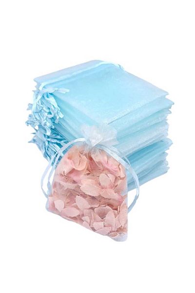 Party and Story Chiffon bag made of organza fabric, 12 pieces, light blue