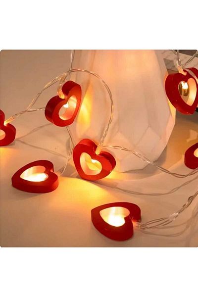Party and Story Heart-shaped wooden LED string light for Valentine's Day and wedding decor, 2 meters old 2 meters
