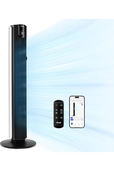 Levoit Smart 25dB Silent Tower Fan 42 Inch, 7.9m/s Powerful Electric Cooling Fan for Bedroom