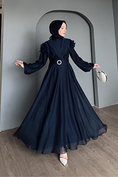 Rimel Moda Suzana Abiye Elbise Lacivert