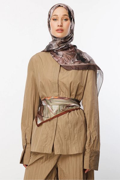 Mooncorn Walnut Rossel Pattern Cotton Shawl