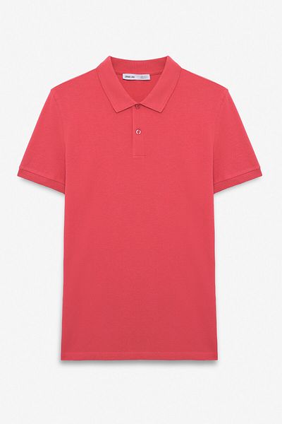 GRIMELANGE Skyloom Men's 100% Cotton Short Sleeve Regular Fit Pomegranate Flower Polo Neck T-Shirt
