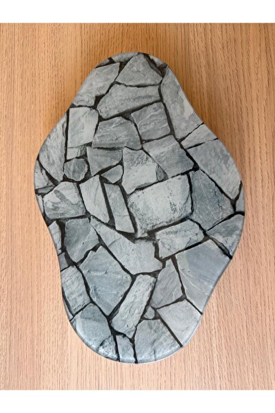 Ersan Dizayn 3 Top Ayaklı Asimetrik Cam Sunum Tabağı / Organizeri 20x30