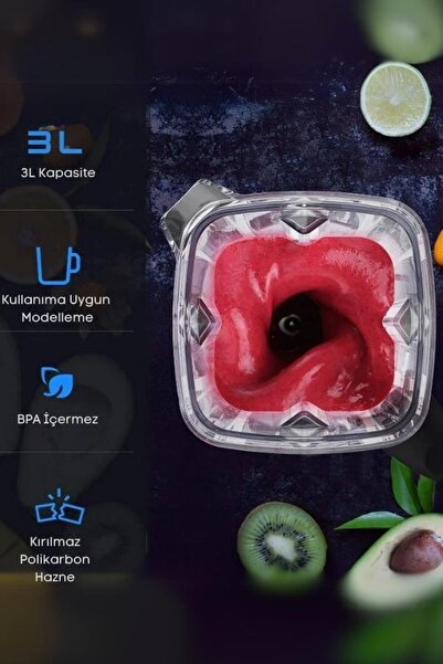 vosco 3 Lt Dijital Pro Bar Blender Siyah