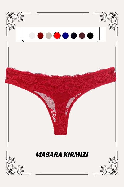MİSTİRİK Masara Model Red Lace Detailed Soft String Panties