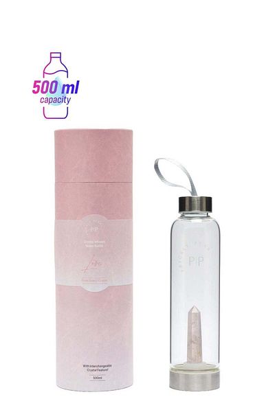PRICKLY PEAR Rose Quartz Interchangeable Crystal Infused Water Bottle 500ml