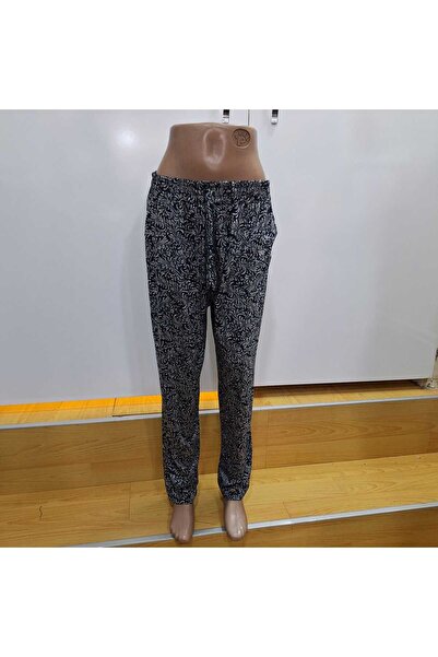 NUR TEKSTİL Kadın Siyah Beli Lastikli Cepli Likralı Viskon Pamuklu Penye Büyü...