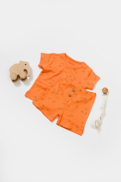 BabyCosy Organic Wear Set tricou cu pantaloni Printed, portocaliu, BabyCosy, 50%bumbac+50% modal