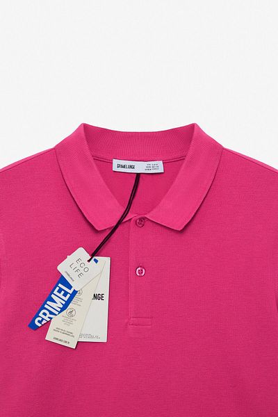 GRIMELANGE Skyloom Men's 100% Cotton Short Sleeve Regular Fit Fuchsia Polo Neck T-Shirt