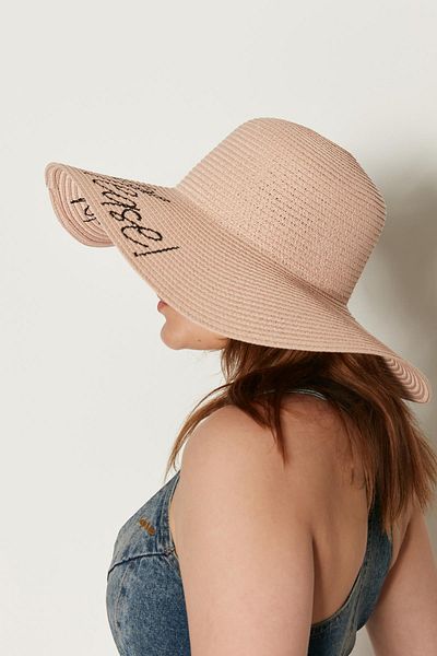 Axesoire 14232-9 Pălărie de paie cu puf scris Beach Please
