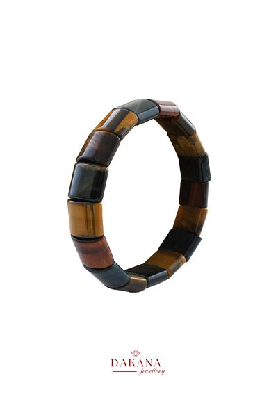 DAKANA JEWELLERY Certified Oval Cut Tiger Eye Natural Stone Bracelet
