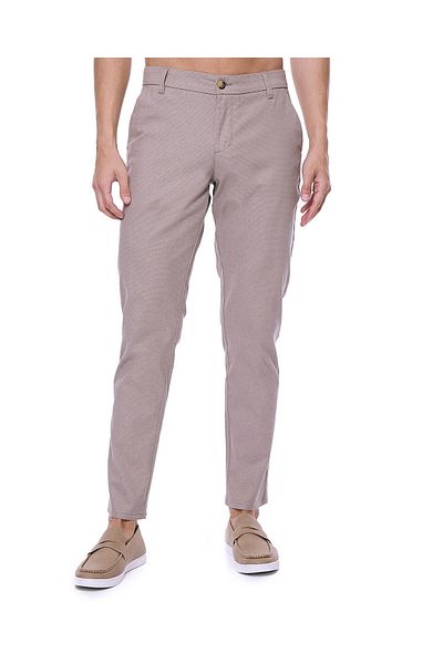 R&B Solid Slim Fit Trousers with Button Closure