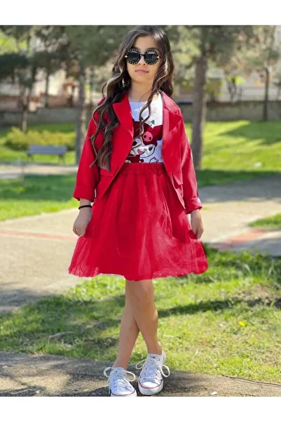 zeynoshkids Girl's Eid Dabl Fabric Jacket-Tutu Skirt-Single Jersey Badi 3 Piece Set
