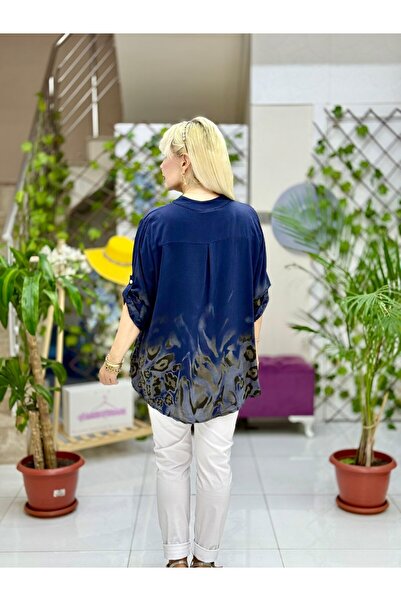 Punta Otantik Nc15470 Italian Coton Blouse Navy Blue