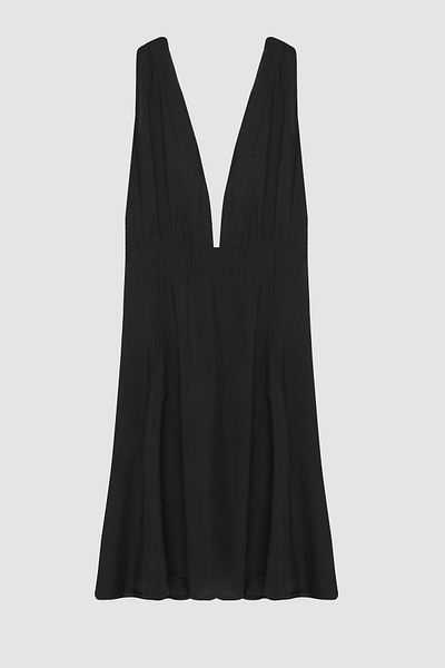 Quzu Women's Back Detailed Flounced Mini Dress