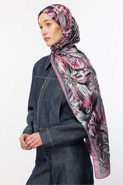Mooncorn Lilac Larin Pattern Cotton Shawl