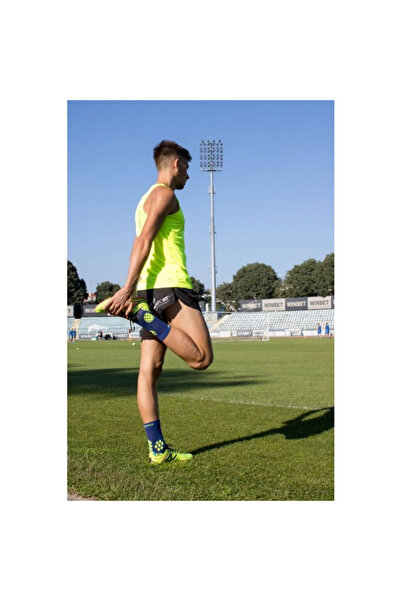 Try to Fly Μπλε κίτρινες κάλτσες συμπίεσης για τρέξιμο