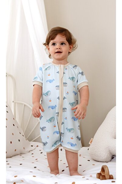 Lollie Baby&Kids 0.5 Tog Yazlık Bebek & Çocuk Uyku Tulumu, %100 Pamuk - Balinalar