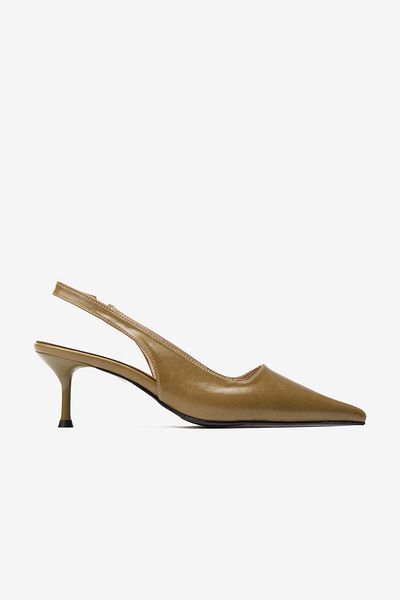 Seniorah Khaki Skin Elastic Detailed Women's Heeled Shoes
