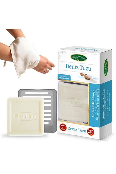 Phytoflora Sea Salt Soap with Pouch and Soap Dish Gift 125 Gr