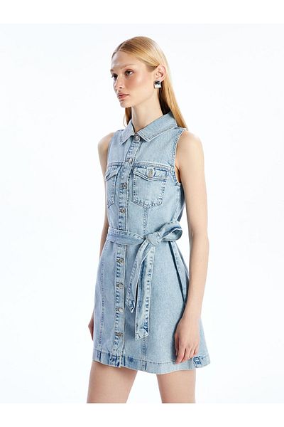 LC Waikiki LCW Vision Indigo πουκάμισο γιακά Jean φόρεμα S5AH52Z8NVY25