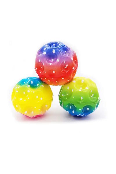 OEM Set of 3 Jumping balls with lights, super space ball, rainbow color, 7 cm