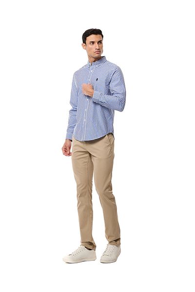 R&B Solid Slim Fit Trousers with Button Closure
